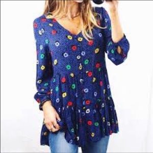 ANTHROPOLOGIE MAEVE‎ Lila Tiered Button Down Floral Top XS